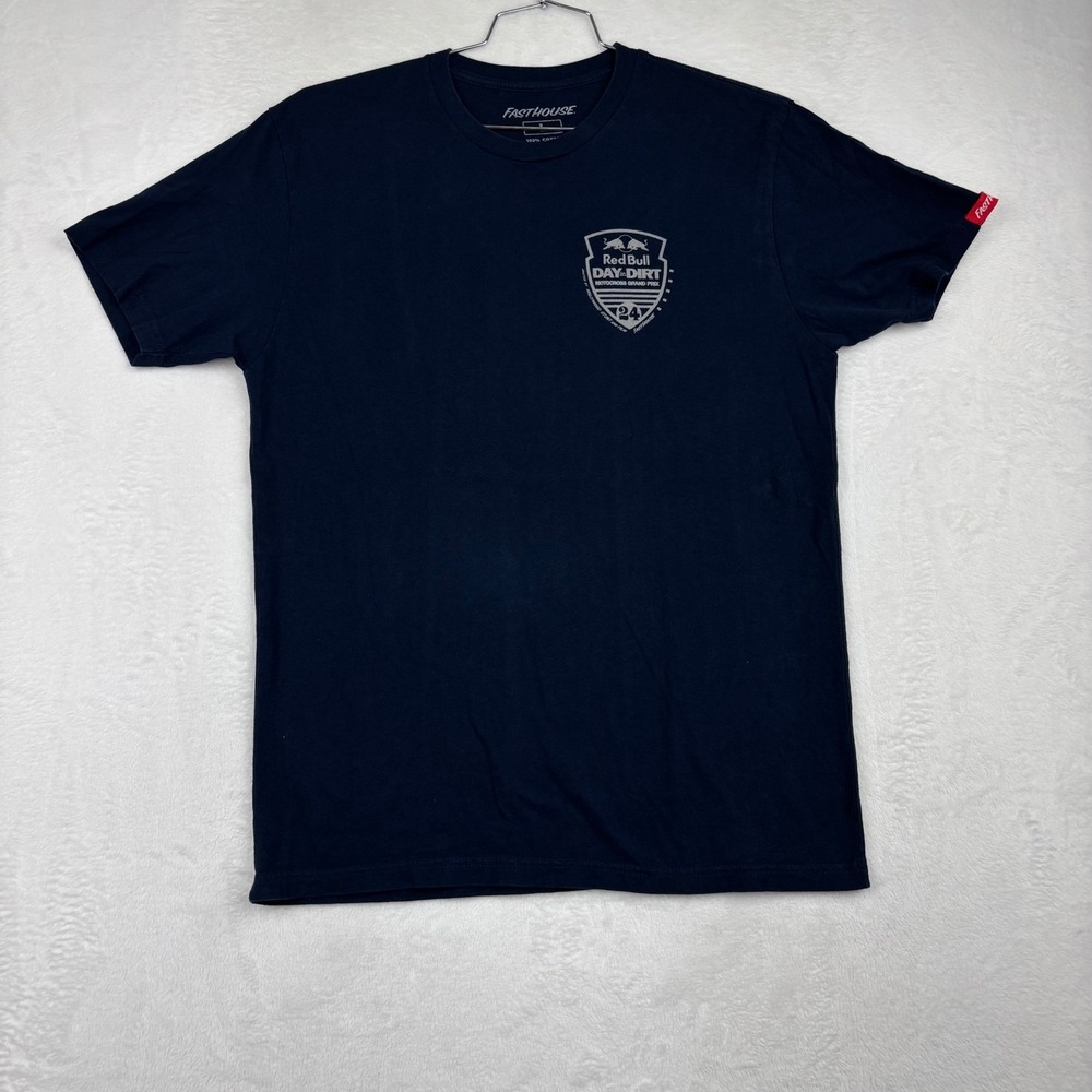 Fasthouse Red Bull Day in the Dirt 24 Motocross T-Shirt Mens Large Navy Blue